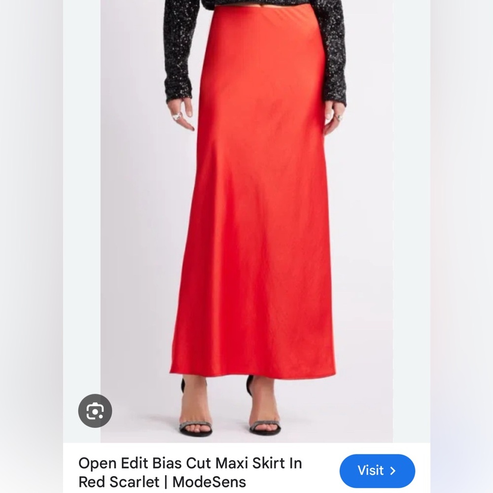 Open Edit Red Scarlet long Skirt, size small